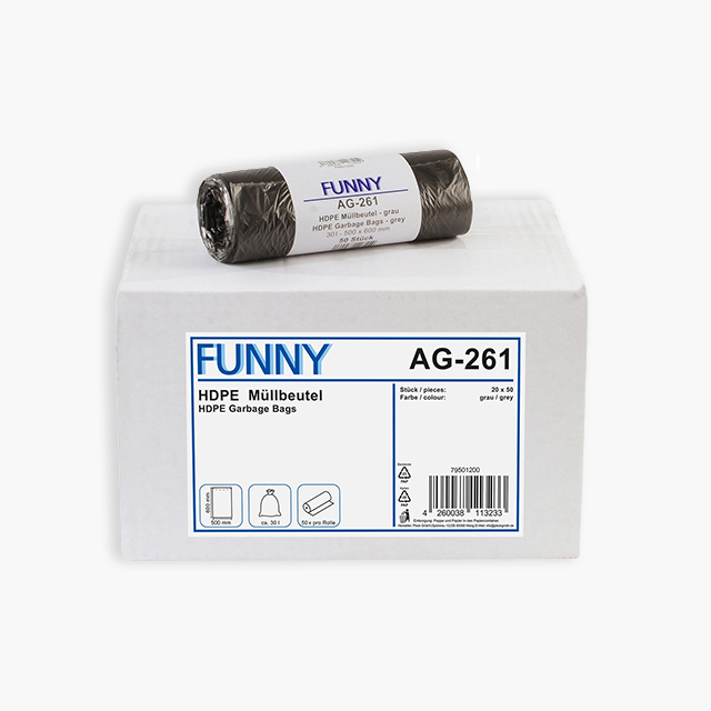 HDPE Müllbeutel, grau, 30 l